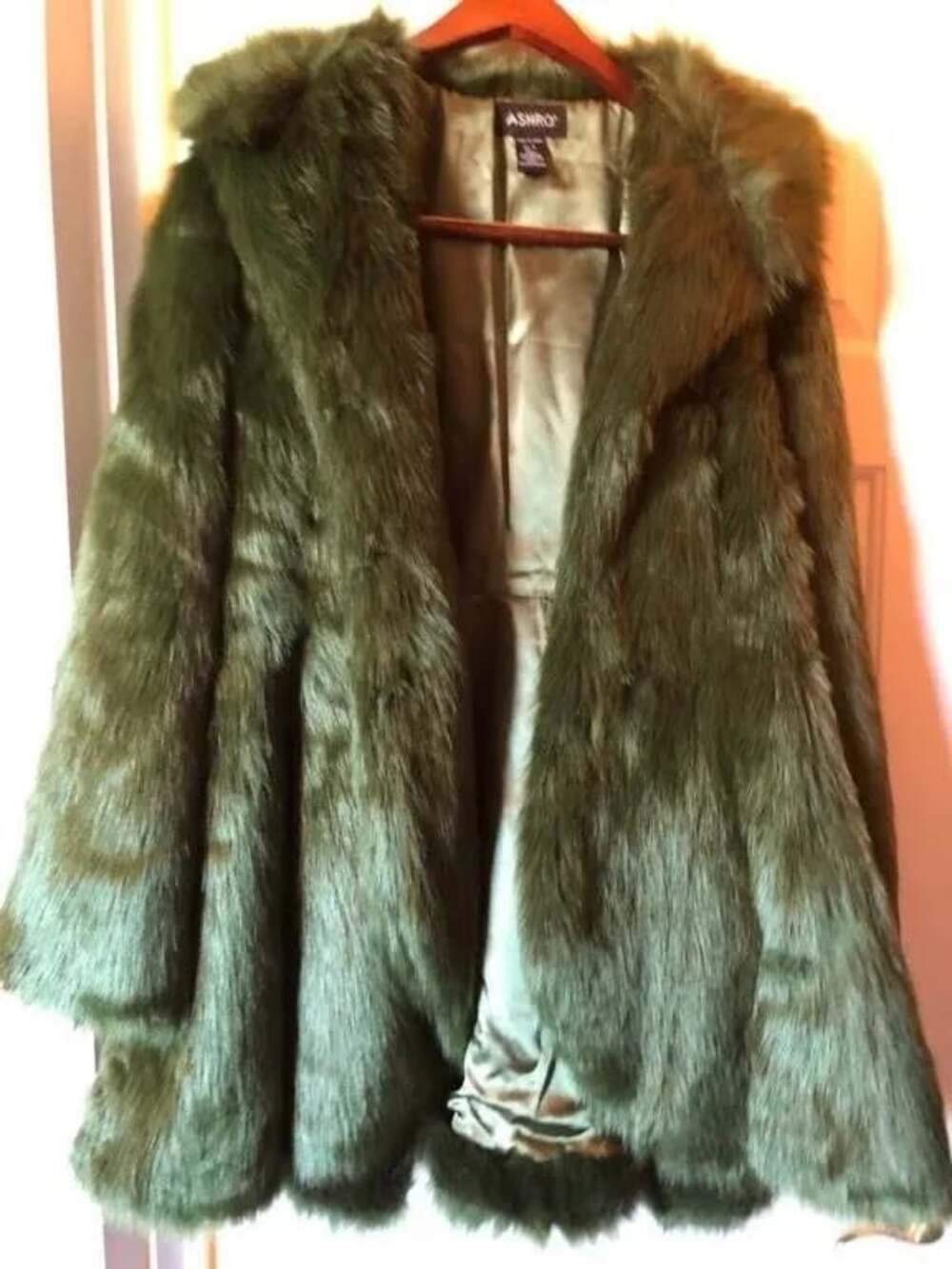 Ashro Madelyn Olive Green Faux Fur Coat